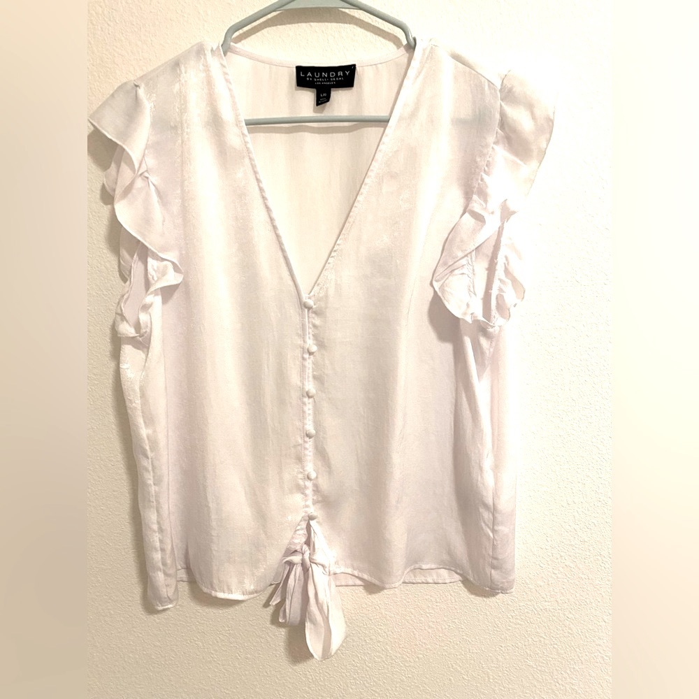 Laundry by Shelli Segal - Flutter Sleeve Top with Tie